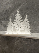 Maison de Noël pour bougie chauffe-plat – Père Noël en traîneau et forêt