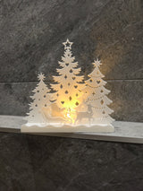 Maison de Noël pour bougie chauffe-plat – Père Noël en traîneau et forêt