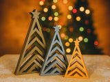 Figurine de sapin de Noël au design géométrique, 3 tailles