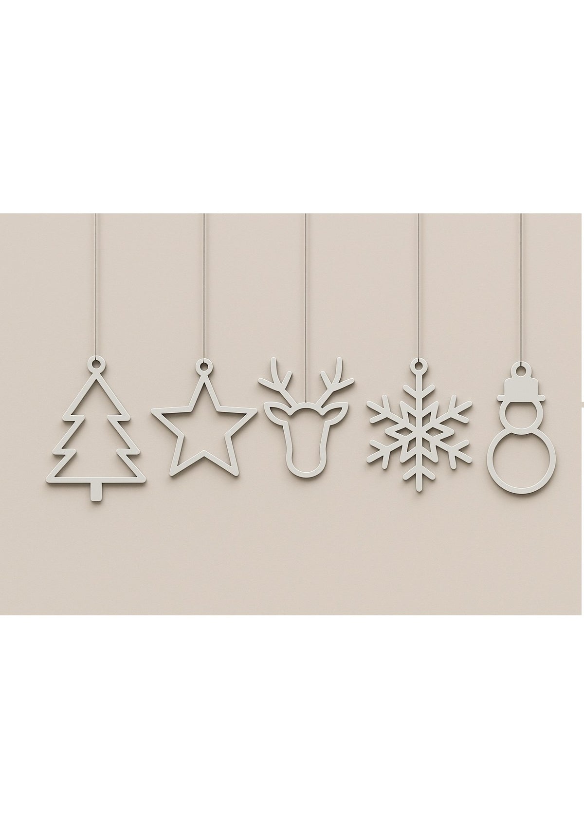 Lot de 5 suspensions de Noël plates : sapin, étoile, renne, flocon de neige et bonhomme de neige