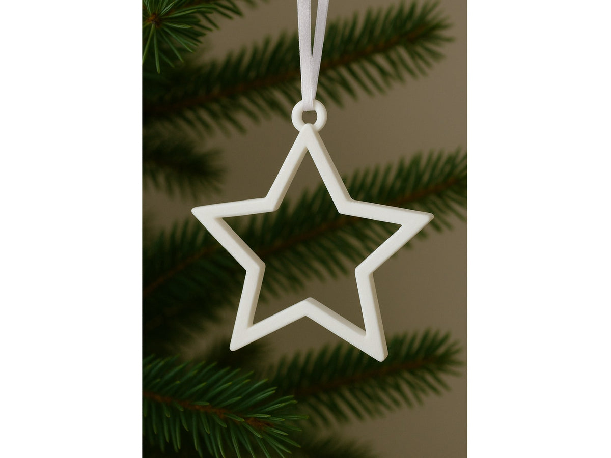 Étoile minimaliste en décoration de sapin avec œillet de suspension