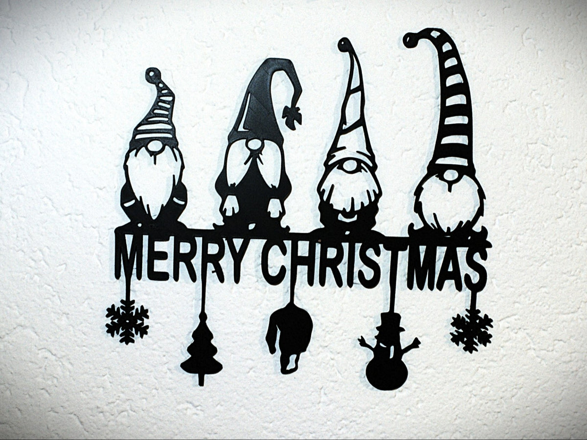 Décoration murale avec 4 lutins et vœux de Noël