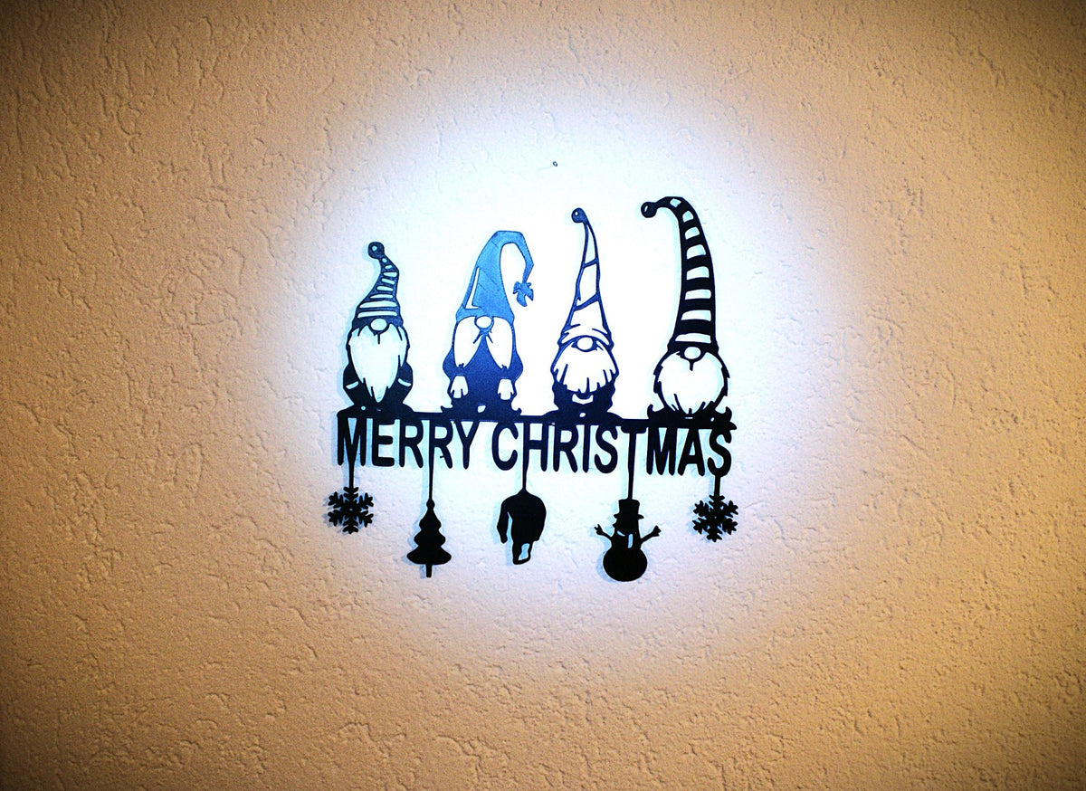 Décoration murale avec 4 lutins et vœux de Noël
