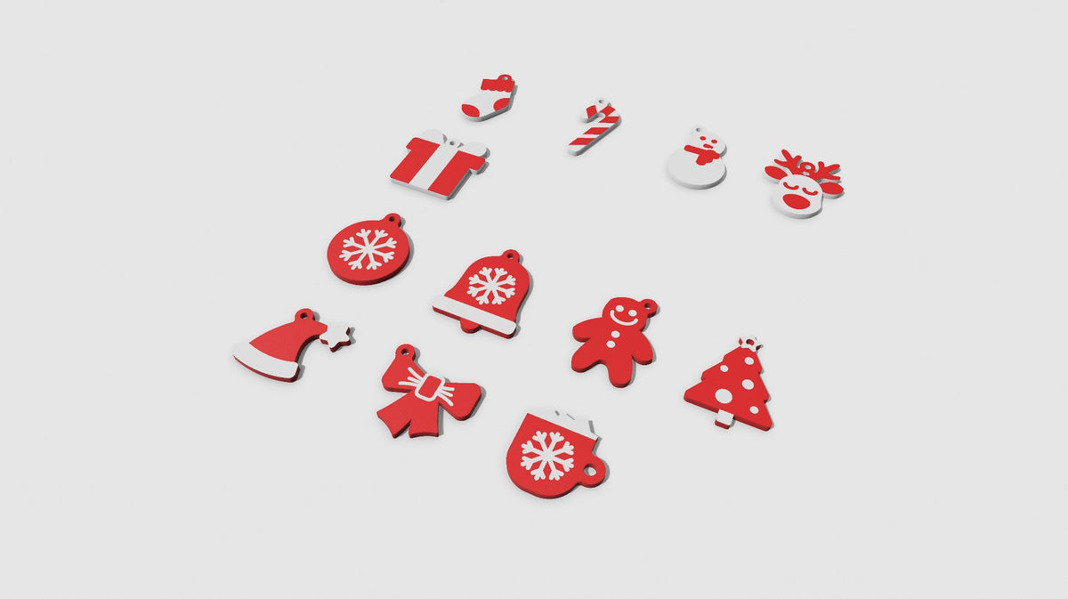 Douze porte-clés aux motifs de Noël