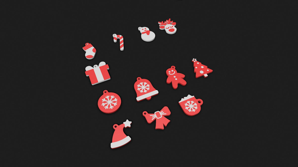 Douze porte-clés aux motifs de Noël