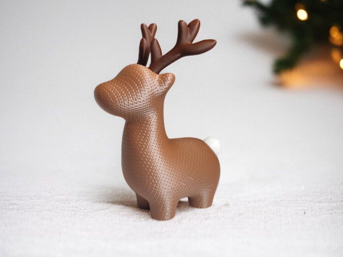 Figurine de renne à l'aspect tricoté – figurine de Noël potelée