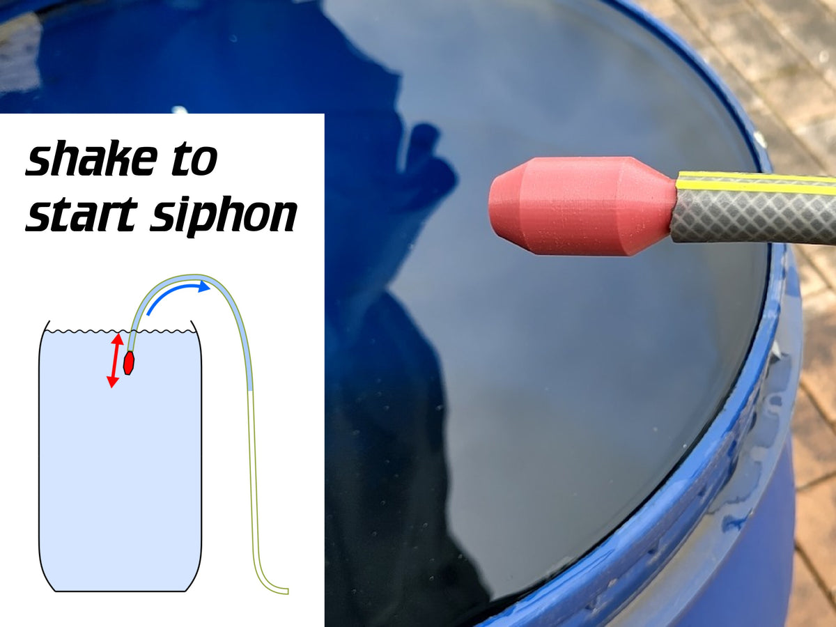 Amorceur de siphon à secouer pour tuyau d'arrosage – sans aspirer avec la bouche