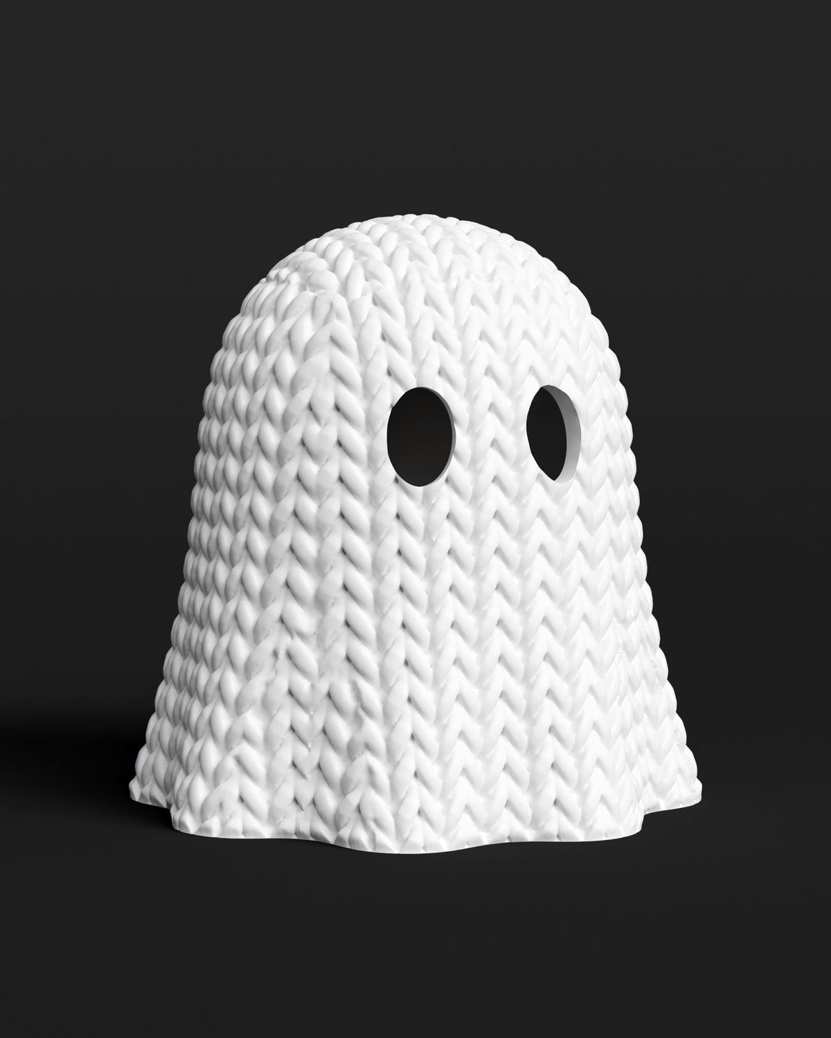 Gros plan sur le motif ajouré d'un fantôme façon tricot à l'aspect crocheté