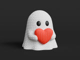 Détail de texture d'une figurine fantôme façon tricot avec motif crocheté en relief