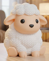 Gros plan sur la texture d'une figurine mouton façon tricot au motif de boucles crochetées main