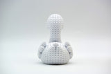 Gros plan de la texture tissée d'une figurine de cygne tricoté