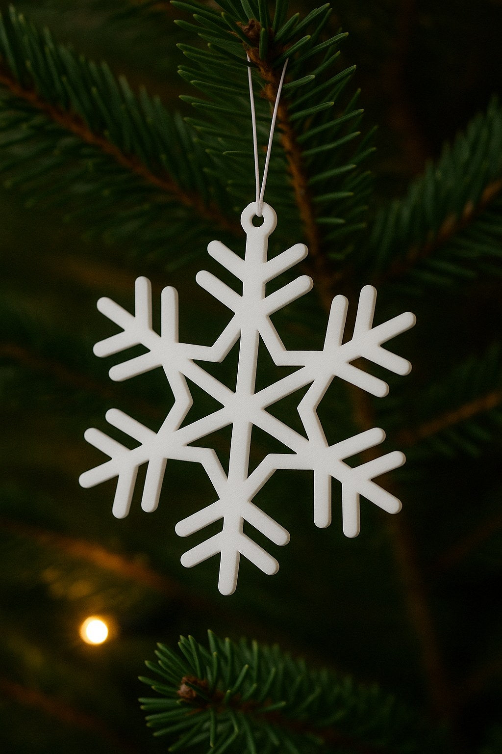 Flocon de neige détaillé avec trou de suspension