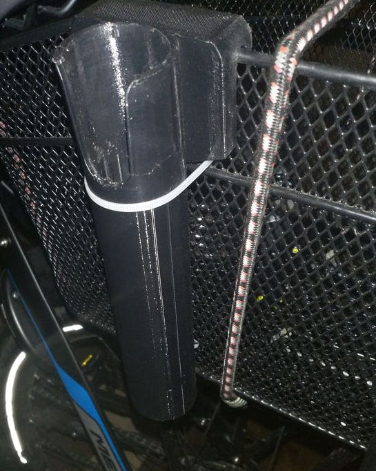 Porte-canne à pêche pour panier de vélo – fixation par colliers de serrage