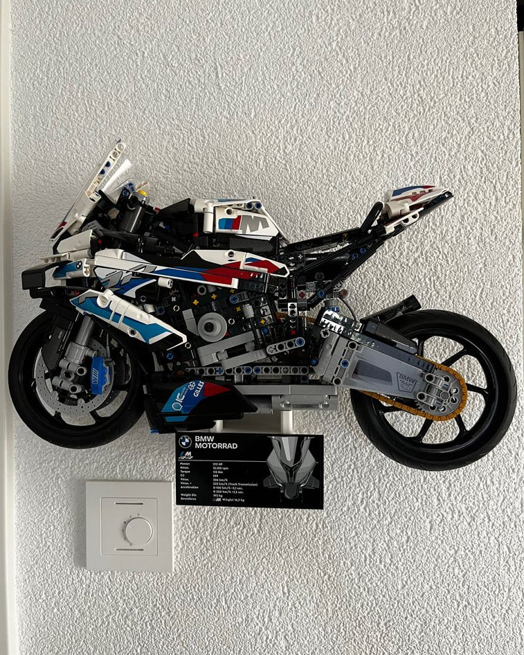 Support mural pour LEGO BMW S1000RR avec emplacement pour la plaque