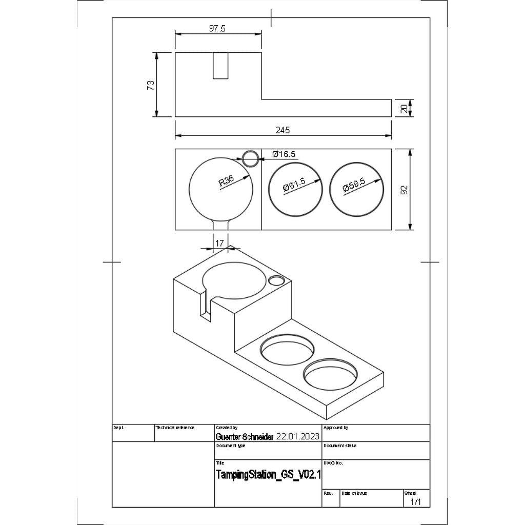 Station de tassage pour ECM Synchronika E61 – 58,5 mm
