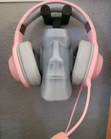 Tête de Moaï de l'île de Pâques en support mural pour casque audio