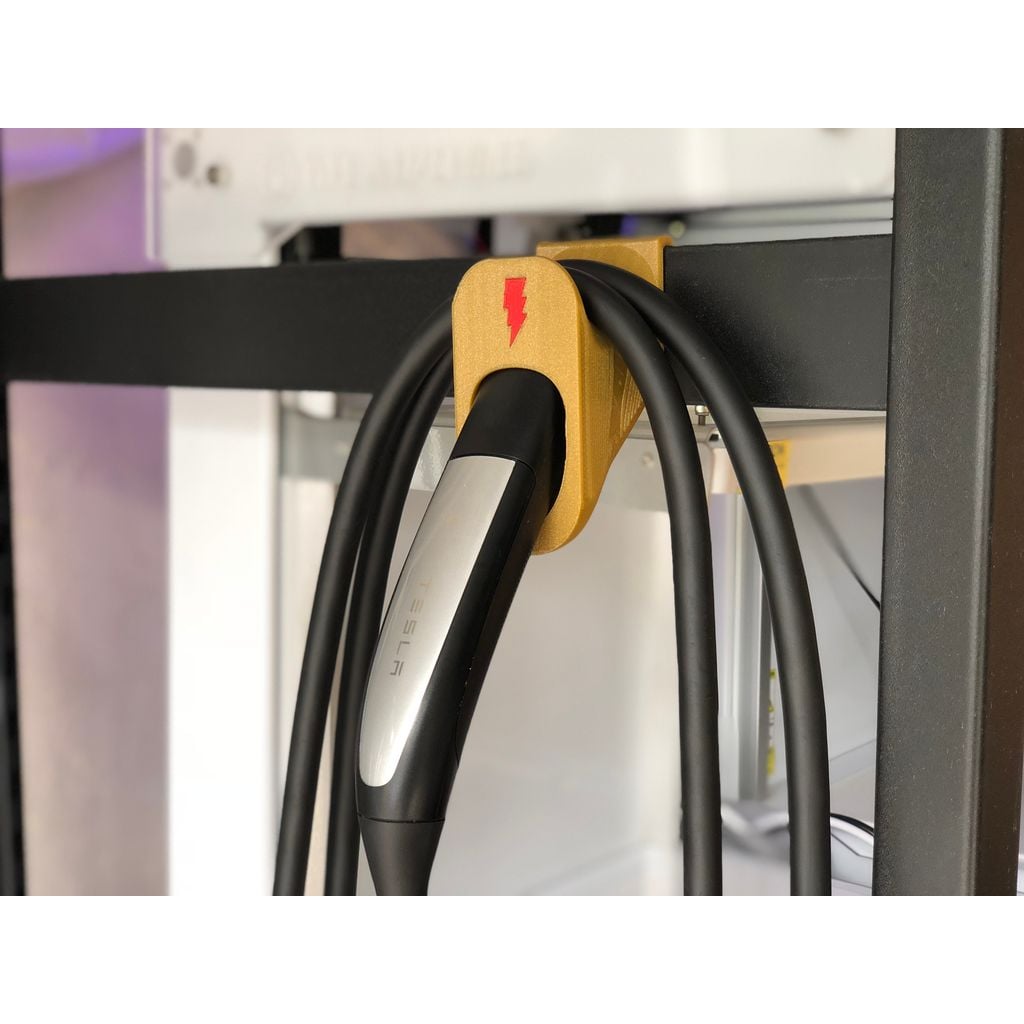 Support pour câble de recharge Tesla – fixation murale avec clip