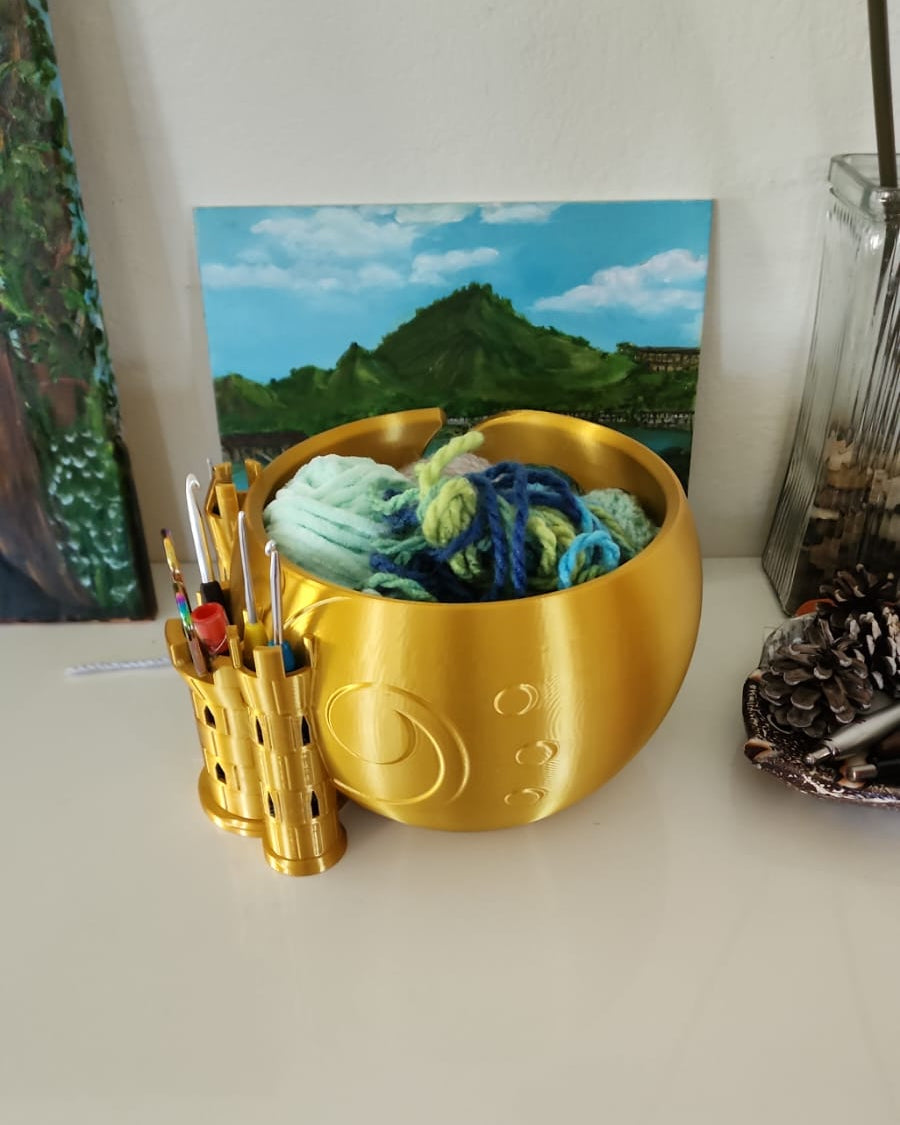 Bol à laine en forme de château – porte-pelote décoratif pour le tricot
